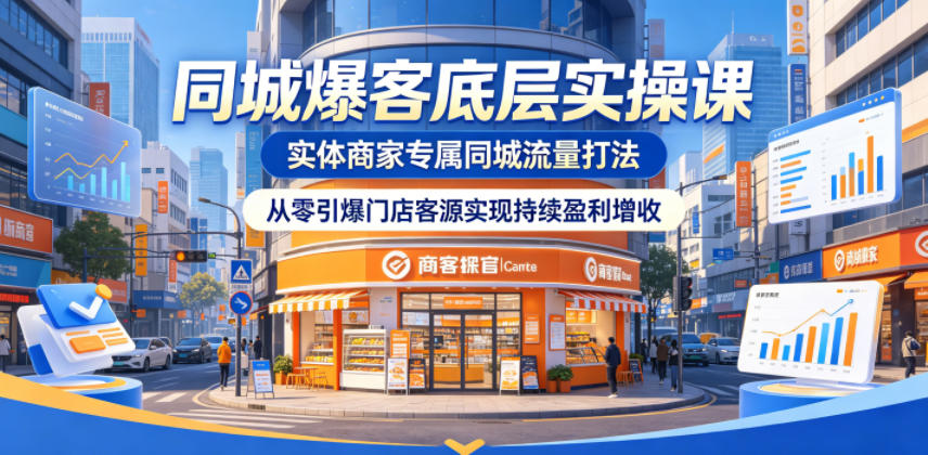 同城爆客底层实操课,实体商家专属同城流量打法,从零引爆门店客源实现持续盈利增收-巅峰研习社