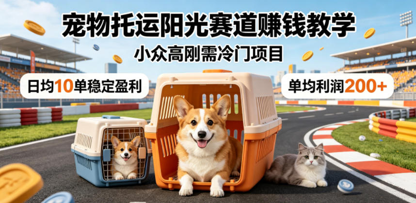 宠物托运阳光赛道賺钱教学，小众高刚需冷门项目，日均10单稳定盈利，单均利润200+-巅峰研习社
