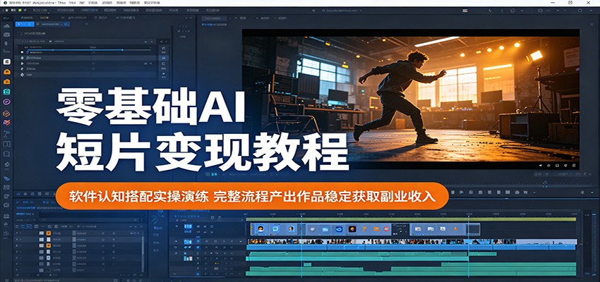 零基础AI短片变现教程：软件认知搭配实操演练，完整流程产出作品稳定获取副业收入-巅峰研习社