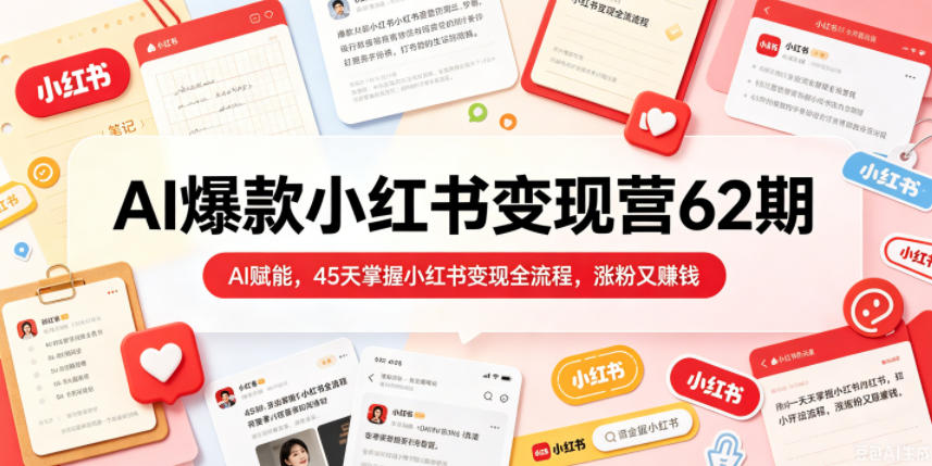 AI爆款小红书变现营62期2026年5月，AI赋能，45天掌握小红书变现全流程，涨粉又賺钱-巅峰研习社