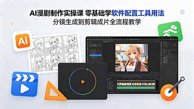 AI漫剧制作实操课 零基础学软件配置工具用法 分镜生成到剪辑成片全流程教学-巅峰研习社