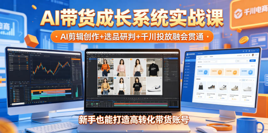 AI带货成长系统实战课，AI剪辑创作+选品研判+千川投放融会贯通，新手也能打造高转化带货账号(更新2026年)-巅峰研习社