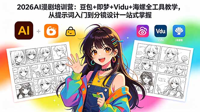 2026AI漫剧培训营:豆包+即梦+Vidu+海螺全工具教学,从提示词入门到分镜设计一站式掌握-巅峰研习社