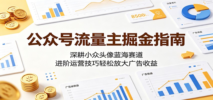 公众号流量主掘金指南：深耕小众头像蓝海赛道，进阶运营技巧轻松放大广告收益-巅峰研习社