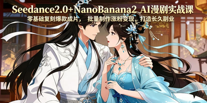 Seedance2.0+NanoBanana2 AI漫剧实战课，零基础复刻爆款成片涨粉变现，打造长久副业收益-巅峰研习社