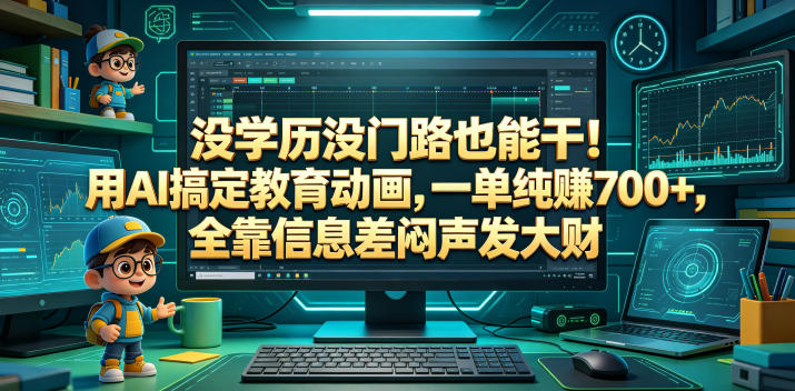 没学历没门路也能干！用AI搞定教育动画，一单纯賺700+，全靠信息差闷声发大财【揭秘】-巅峰研习社