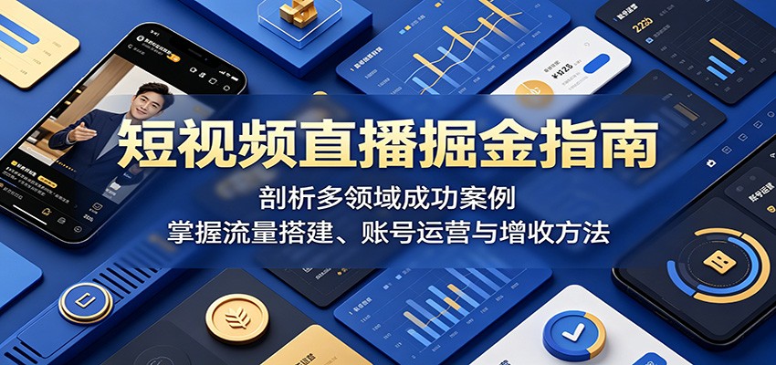 短视频直播掘金指南：剖析多领域成功案例，掌握流量搭建、账号运营与增收方法-巅峰研习社