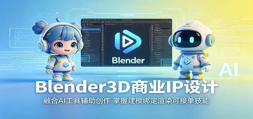 Blender3D商业IP设计：融合AI工具辅助创作，掌握建模绑定渲染可接单技能-巅峰研习社