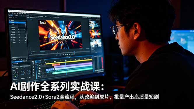 AI剧作全系列实战课：Seedance2.0+Sora2全流程，从改编到成片，批量产出高质量短剧-巅峰研习社