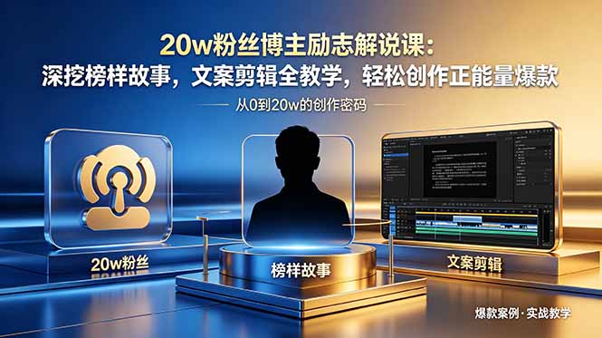 20w粉丝博主励志解说课:深挖榜样故事,文案剪辑全教学,轻松创作正能量爆款-巅峰研习社
