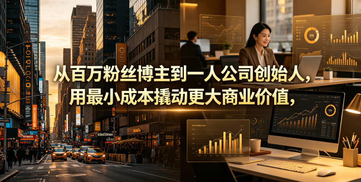从百万粉丝博主到一人公司创始人,用最小成本撬动更大商业价值-巅峰研习社