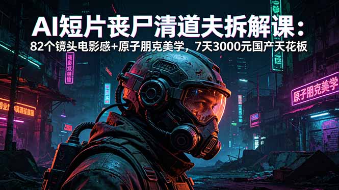 AI短片《丧尸清道夫》拆解课：82个镜头电影感+原子朋克美学，7天3000元国产天花板-巅峰研习社