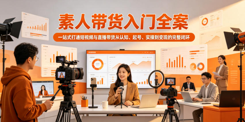 素人带货入门全案，一站式打通短视频与直播带货从认知、起号、实操到变现的完整闭环-巅峰研习社