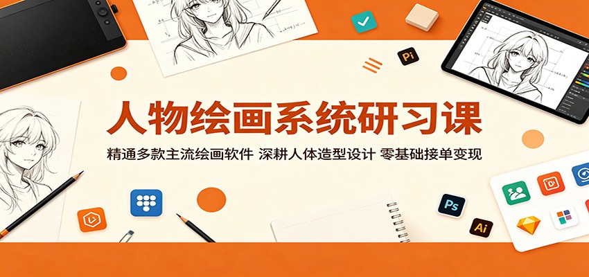 人物绘画系统研习课:精通多款主流绘画软件,深耕人体造型设计,零基础接单变现-巅峰研习社