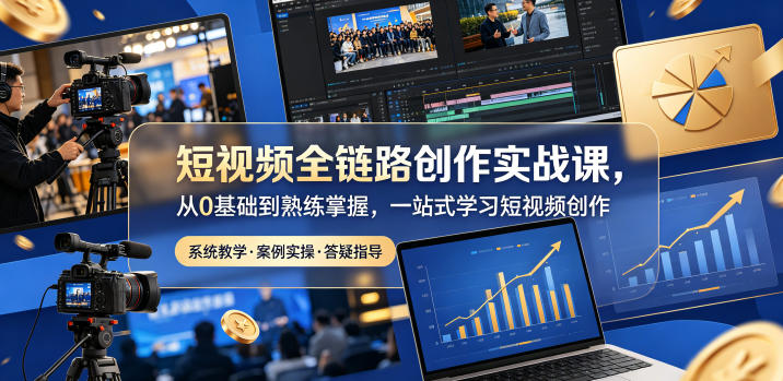 短视频全链路创作实战课,从0基础到熟练掌握,一站式学习短视频创作-巅峰研习社