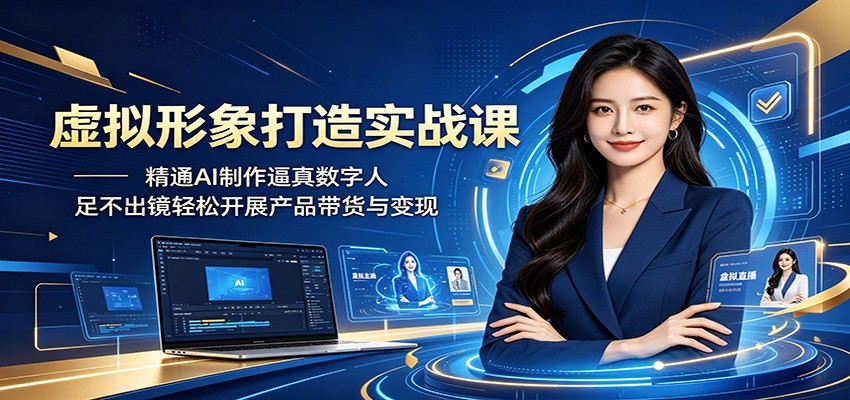 虚拟形象打造实战课：精通AI制作逼真数字人，足不出镜轻松开展产品带货与变现-巅峰研习社