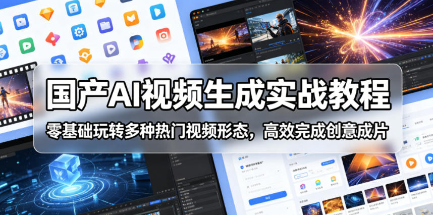 国产AI视频生成实战教程,零基础玩转多种热门视频形态,高效完成创意成片-巅峰研习社