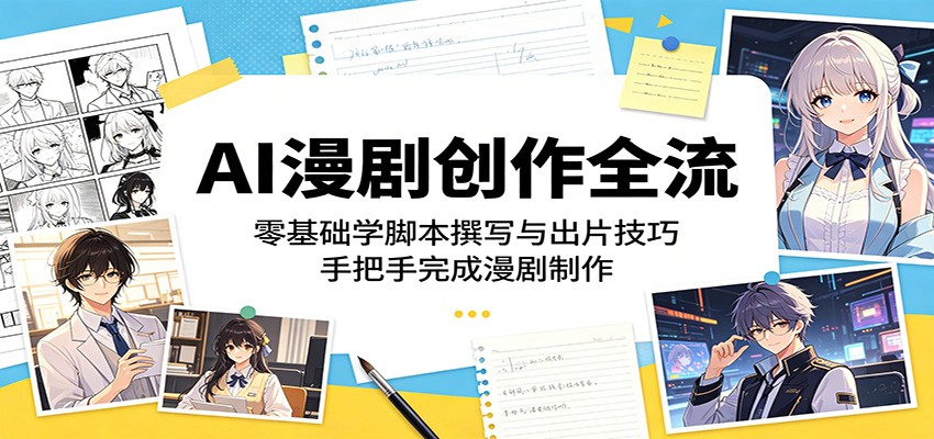 AI漫剧创作全流程：零基础学脚本撰写与出片技巧，手把手完成漫剧制作-巅峰研习社