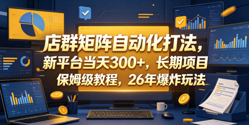 店群矩阵自动化打法，新平台当天300+，长期项目，保姆级教程，26年爆炸玩法【揭秘】-巅峰研习社