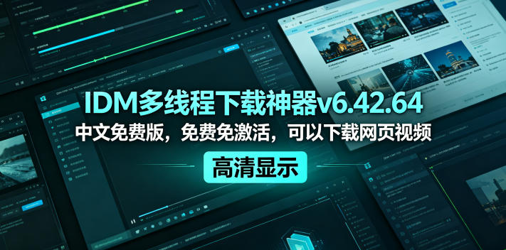 IDM多线程下载神器v6.42.64中文免费版，免费免激活，可以下载网页视频(例如飞书文档内的视频)-巅峰研习社