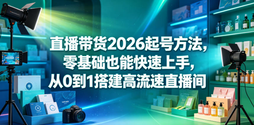 直播带货2026起号方法，零基础也能快速上手，从0到1搭建高流速直播间-巅峰研习社