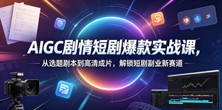 AIGC剧情短剧爆款实战课，从选题剧本到高清成片，解锁短剧副业新赛道-巅峰研习社