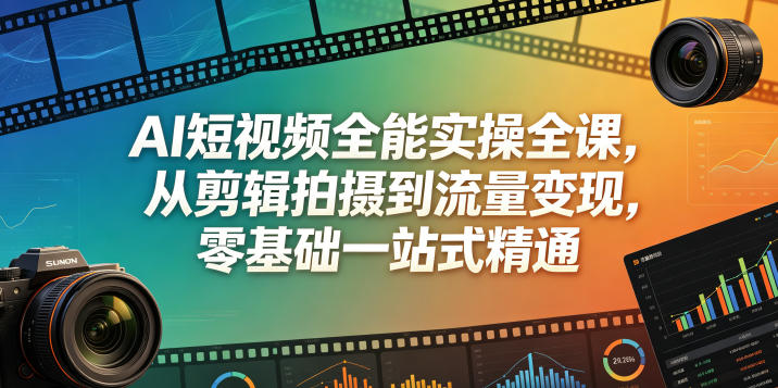 AI短视频全能实操全课,从剪辑拍摄到流量变现,零基础一站式精通-巅峰研习社