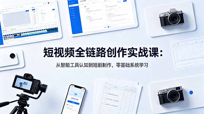 短视频全链路创作实战课:从智能工具认知到短剧制作,零基础系统学习-巅峰研习社