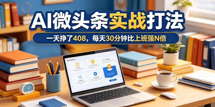 一天挣了408，AI微头条实战打法，每天30分钟比上班强N倍-巅峰研习社