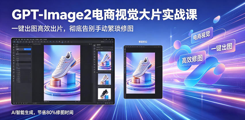 GPT-Image2电商视觉大片实战课,一键出图高效出片,彻底告别手动繁琐修图(更新)-巅峰研习社