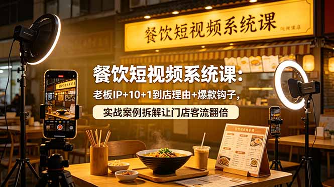 餐饮短视频系统课:老板IP+10+1到店理由+爆款钩子,实战案例拆解让门店客流翻倍-巅峰研习社