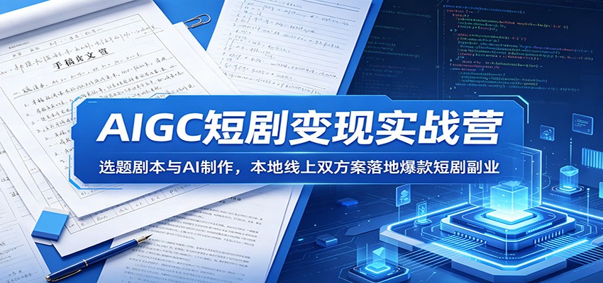 AIGC短剧变现实战营：选题剧本与AI制作，本地线上双方案落地爆款短剧副业-巅峰研习社