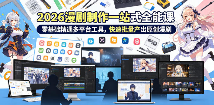 2026 AI漫剧制作一站式全能课，零基础精通多平台工具，快速批量产出原创漫剧-巅峰研习社