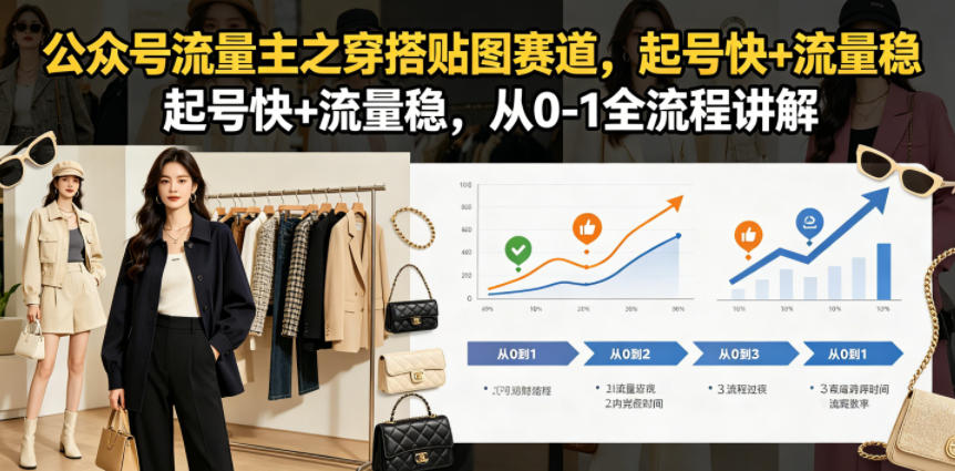 公众号流量主之穿搭贴图赛道,起号快+流量稳,从0-1全流程讲解-巅峰研习社