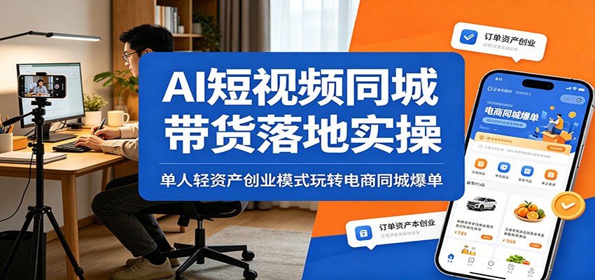 AI短视频同城带货落地实操：单人轻资产创业模式玩转电商同城爆单-巅峰研习社