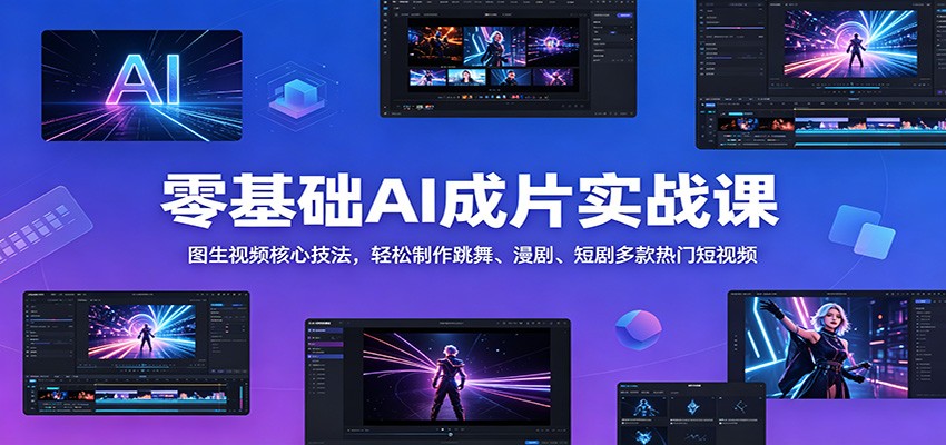 零基础AI成片实战课:图生视频核心技法,轻松制作跳舞、漫剧、短剧多款热门短视频-巅峰研习社