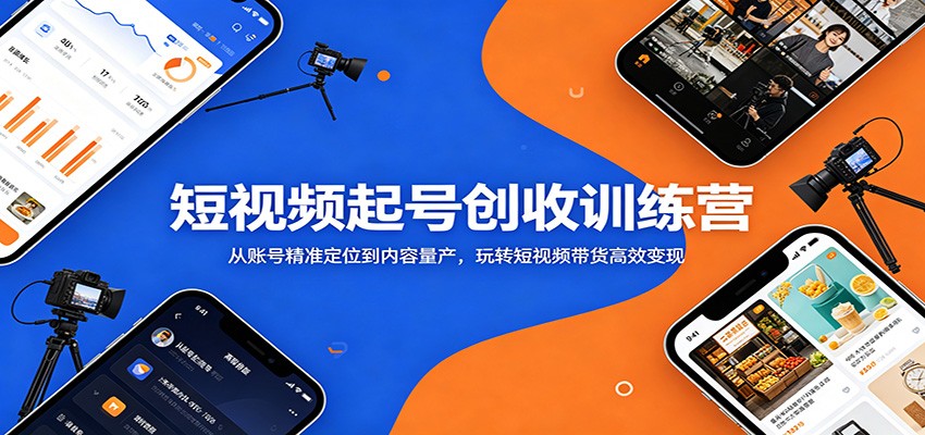 短视频起号创收训练营：从账号精准定位到内容量产，玩转短视频带货高效变现-巅峰研习社