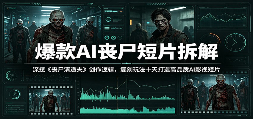 爆款AI丧尸短片拆解：深挖《丧尸清道夫》创作逻辑，复刻玩法快速打造高品质AI影视短片-巅峰研习社