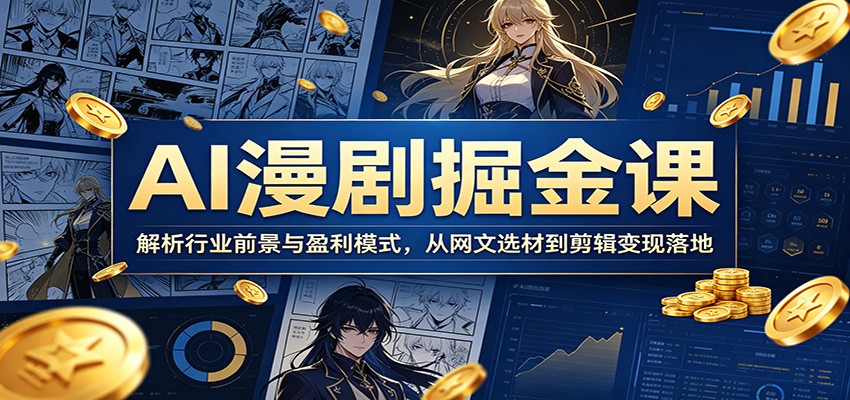 AI漫剧掘金课:解析行业前景与盈利模式,从网文选材到剪辑变现落地-巅峰研习社