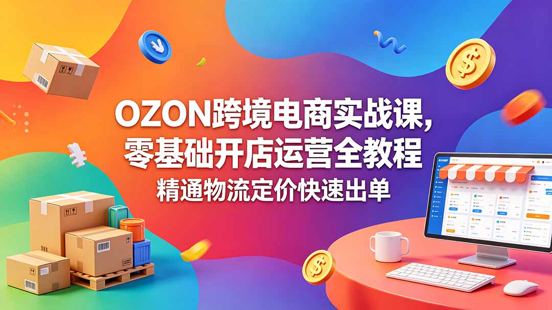 OZON 跨境电商实战课,零基础开店运营全教程,精通物流定价快速出单-巅峰研习社