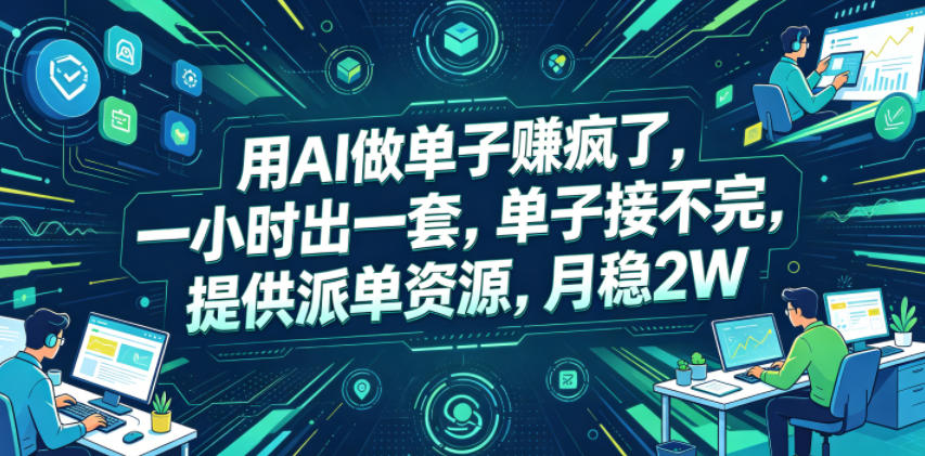 用AI做单子賺疯了，一小时出一套，单子接不完，提供派单资源，月稳2W【揭秘】-巅峰研习社