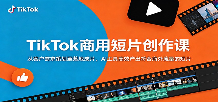 TikTok商用短片创作课：从客户需求策划至落地成片，AI工具高效产出符合海外流量的短片-巅峰研习社