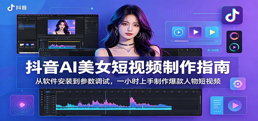抖音AI美女短视频制作指南：从软件安装到参数调试，一小时上手制作爆款人物短视频-巅峰研习社