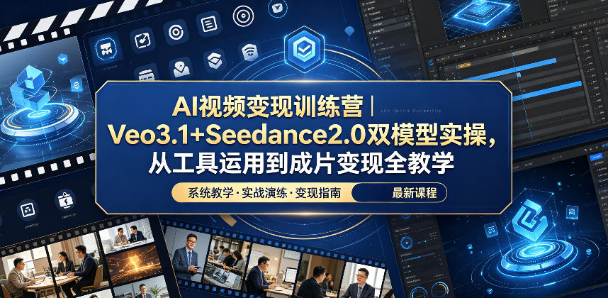 AI视频变现训练营｜Veo3.1+Seedance2.0双模型实操，从工具运用到成片变现全教学-巅峰研习社