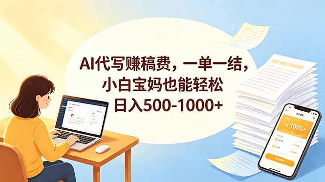 AI代写赚稿费，一单一结，小白宝妈也能轻松日入500-1000+-巅峰研习社