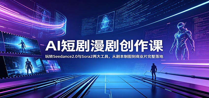AI短剧漫剧创作课：玩转Seedance2.0与 Sora2两大工具，从剧本制图到商业片完整落地-巅峰研习社