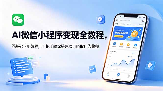 AI微信小程序变现全教程，零基础不用编程，手把手教你搭建项目赚取广告收益-巅峰研习社