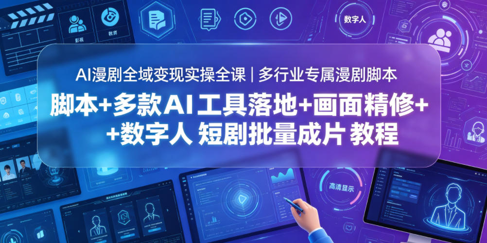 AI漫剧全域变现实操全课｜多行业专属漫剧脚本+多款AI工具落地+画面精修+数字人短剧批量成片全教程-巅峰研习社