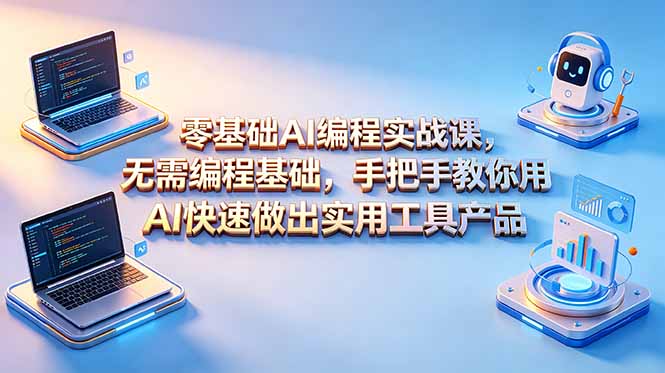 零基础AI编程实战课-更新,无需编程基础,手把手教你用AI快速做出实用工具产品-巅峰研习社