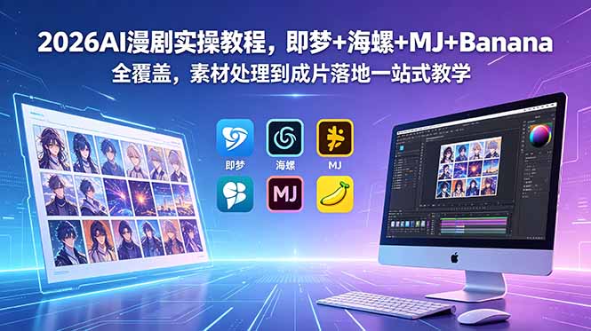 2026AI漫剧实操教程，即梦+海螺+MJ+Banana全覆盖，素材处理到成片落地一站式教学-巅峰研习社